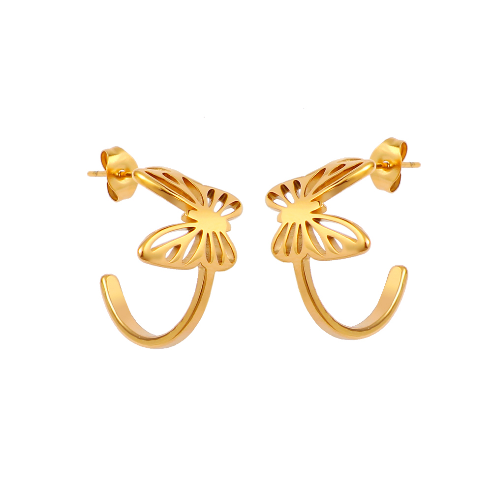 1 Pair Simple Style Commute Butterfly Plating 304 Stainless Steel 316 Stainless Steel  18K Gold Plated Ear Studs display picture 11