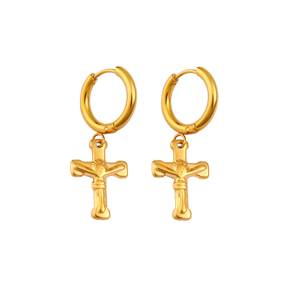 1 Pair Simple Style Commute Cross Plating 304 Stainless Steel 316 Stainless Steel  18K Gold Plated Drop Earrings display picture 11