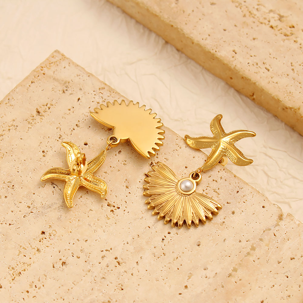 1 Pair Vacation Marine Style Starfish Shell 304 Stainless Steel 316 Stainless Steel  Drop Earrings display picture 5