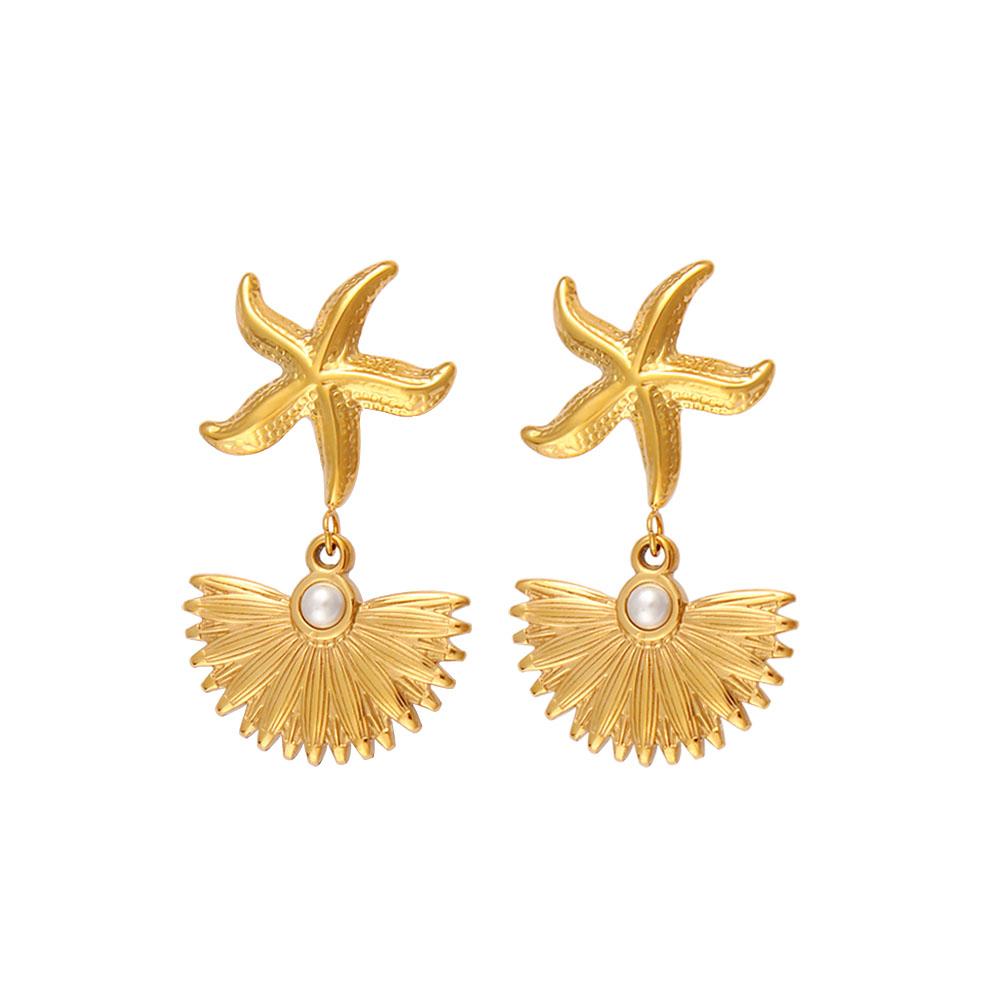 1 Pair Vacation Marine Style Starfish Shell 304 Stainless Steel 316 Stainless Steel  Drop Earrings display picture 14