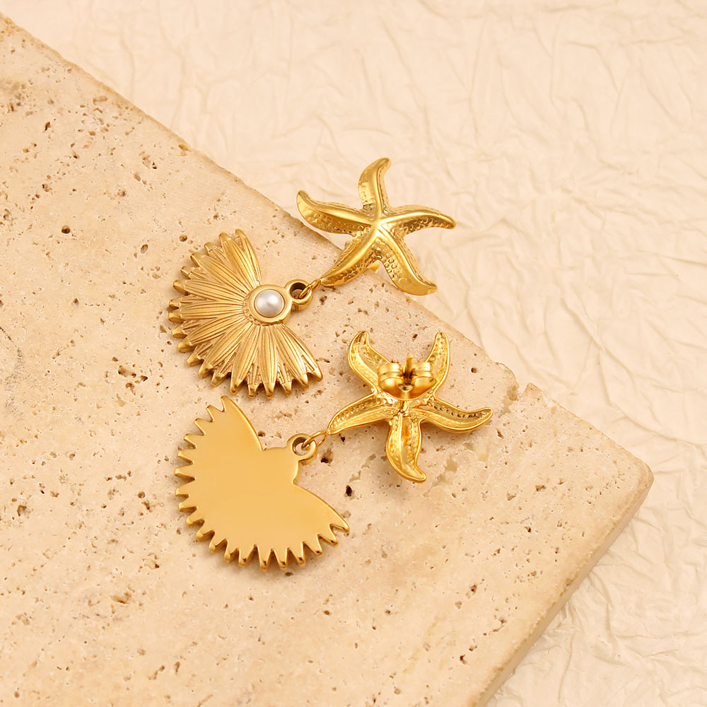 1 Pair Vacation Marine Style Starfish Shell 304 Stainless Steel 316 Stainless Steel  Drop Earrings display picture 13