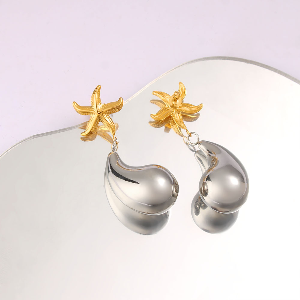 1 Pair Retro Commute Starfish 304 Stainless Steel 316 Stainless Steel  18K Gold Plated Drop Earrings display picture 5