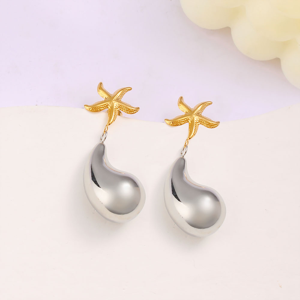 1 Pair Retro Commute Starfish 304 Stainless Steel 316 Stainless Steel  18K Gold Plated Drop Earrings display picture 11