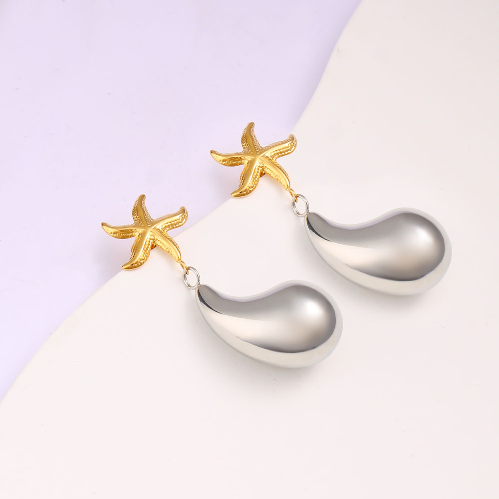 1 Pair Retro Commute Starfish 304 Stainless Steel 316 Stainless Steel  18K Gold Plated Drop Earrings display picture 12