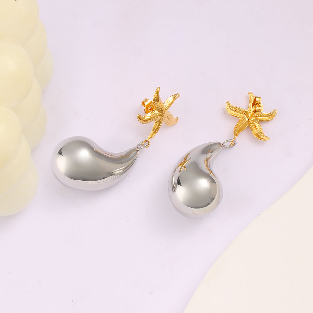 1 Pair Retro Commute Starfish 304 Stainless Steel 316 Stainless Steel  18K Gold Plated Drop Earrings display picture 9