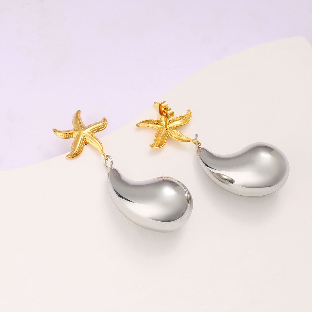 1 Pair Retro Commute Starfish 304 Stainless Steel 316 Stainless Steel  18K Gold Plated Drop Earrings display picture 10