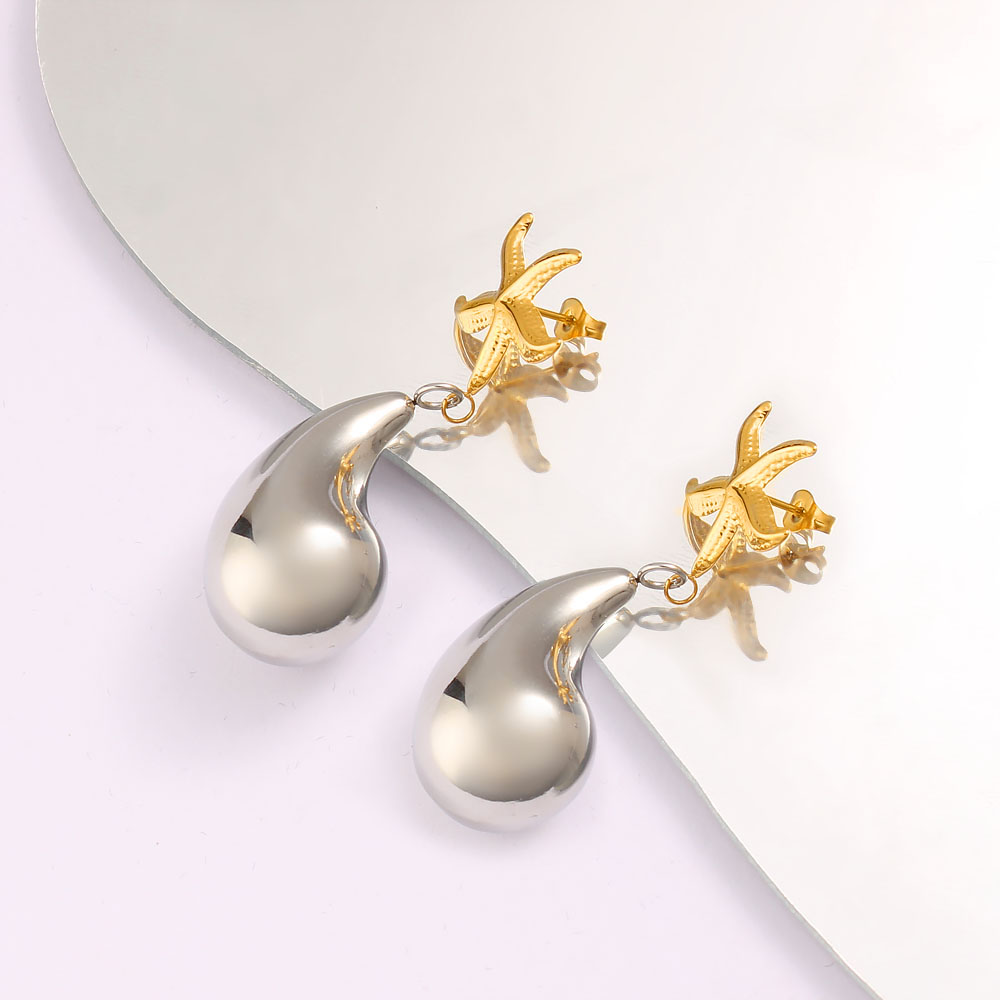 1 Pair Retro Commute Starfish 304 Stainless Steel 316 Stainless Steel  18K Gold Plated Drop Earrings display picture 4