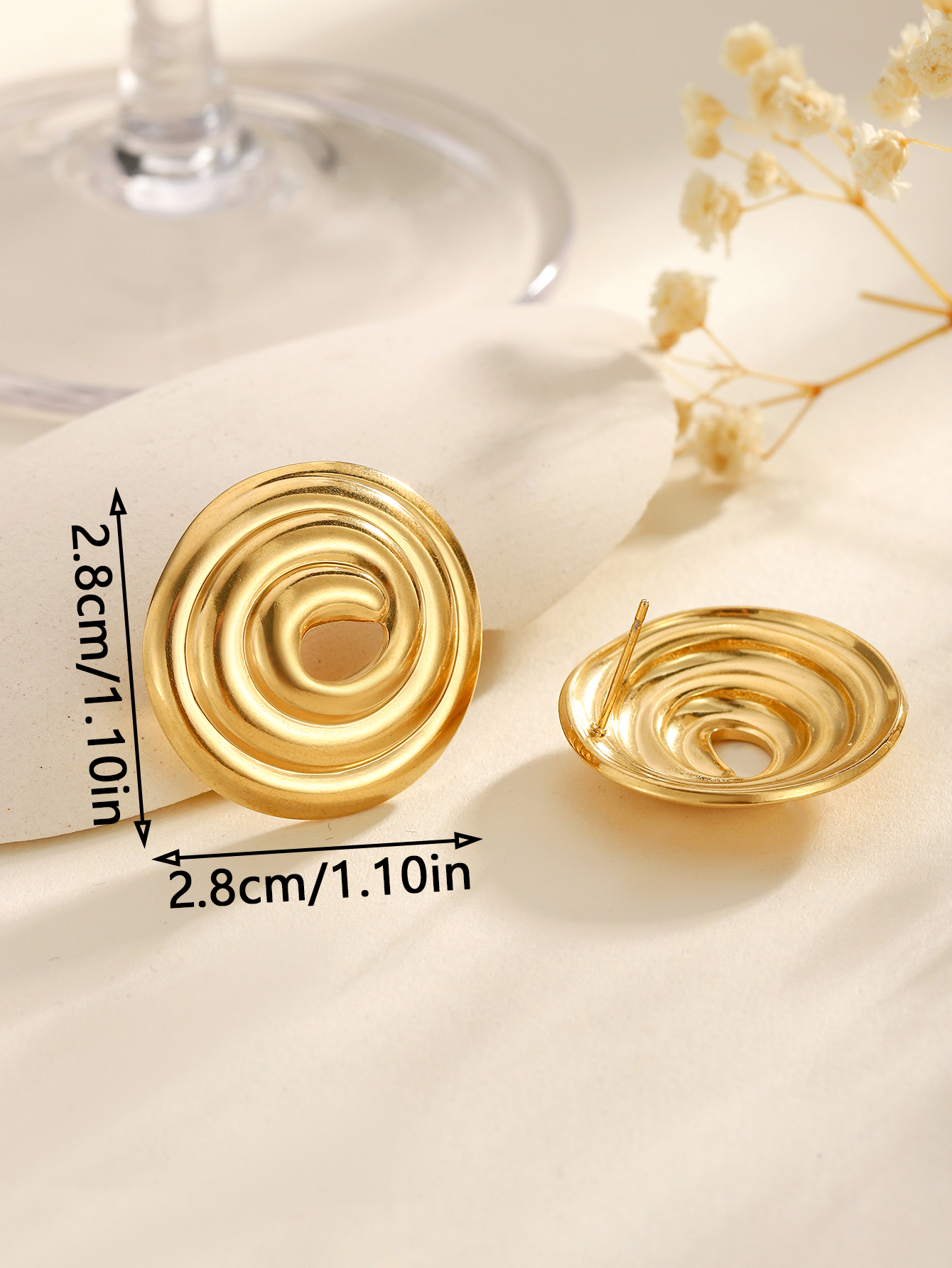 1 Pair Classical Exaggerated Classic Style Geometric Cookies Heart Shape 304 Stainless Steel Ear Studs display picture 9