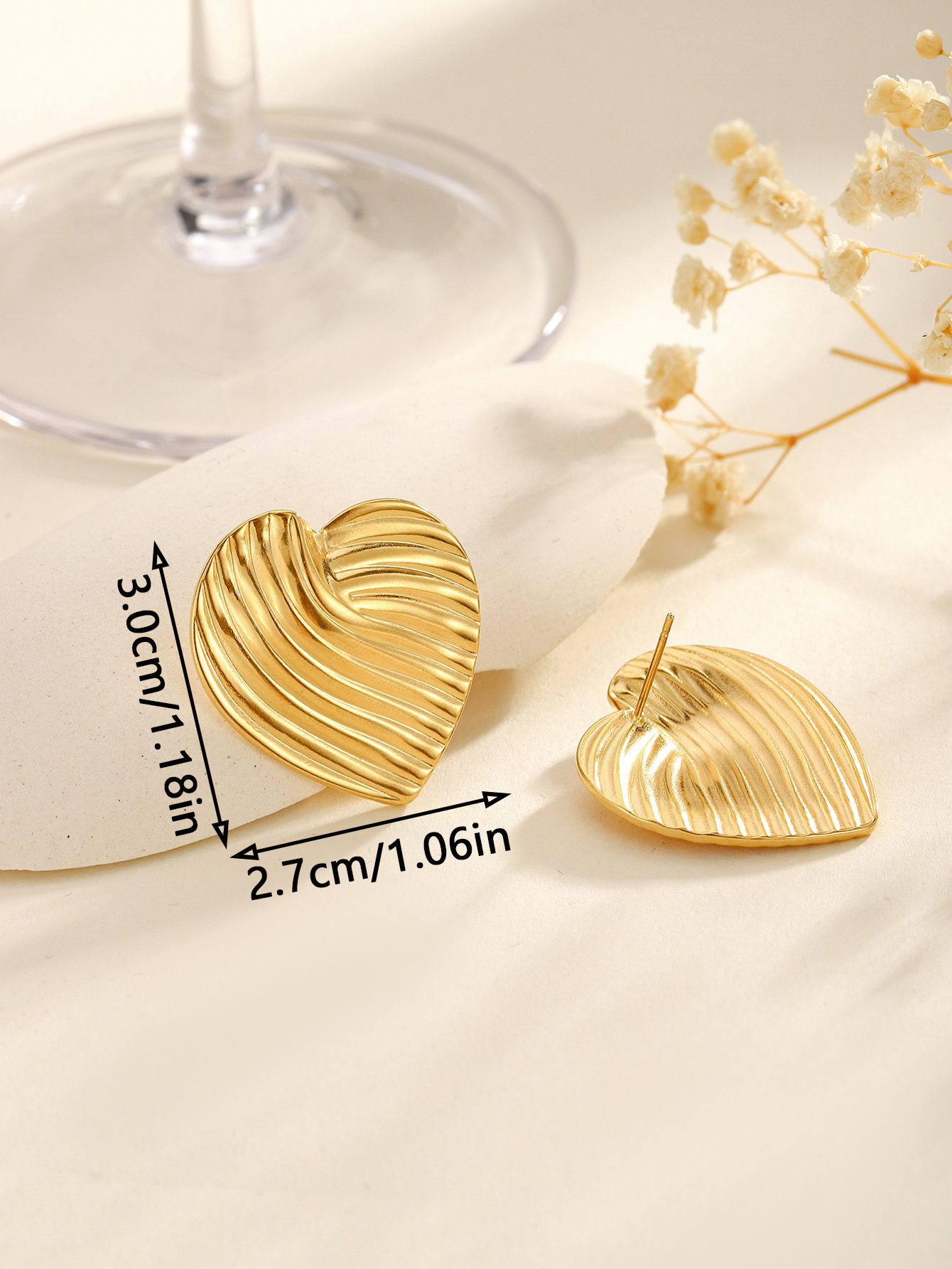 1 Pair Classical Exaggerated Classic Style Geometric Cookies Heart Shape 304 Stainless Steel Ear Studs display picture 28