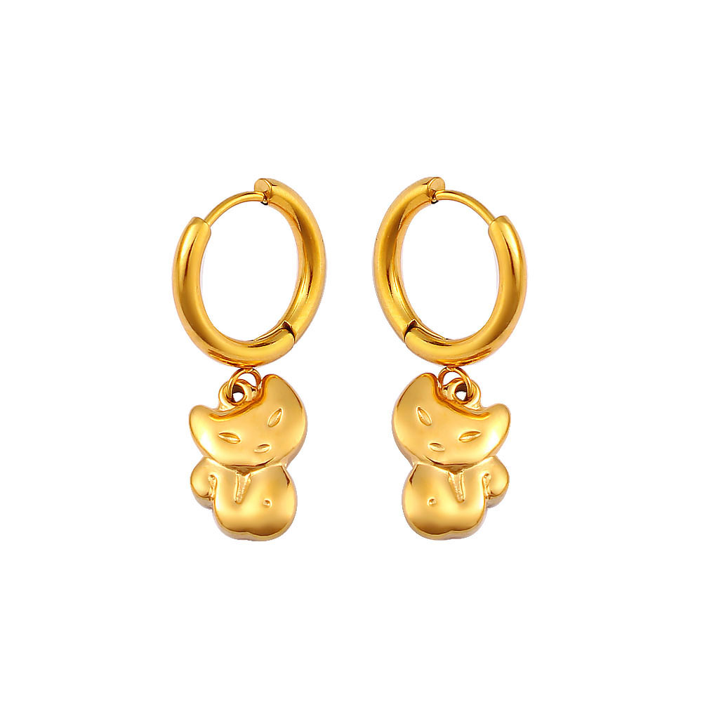 1 Pair Casual Vacation Cat 304 Stainless Steel 316 Stainless Steel  18K Gold Plated Drop Earrings display picture 14