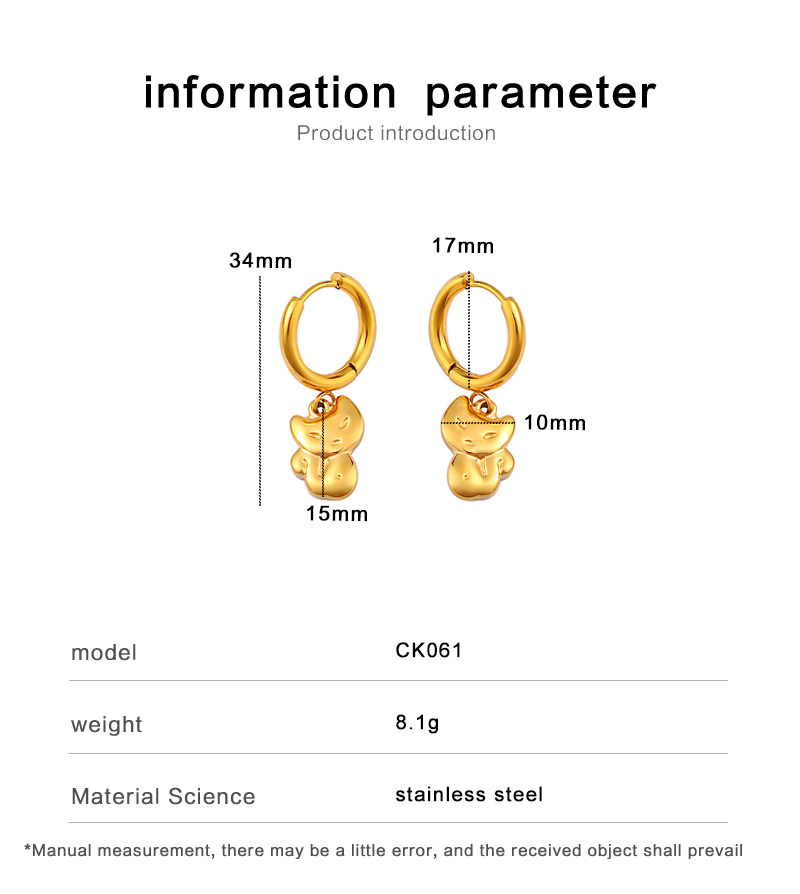 1 Pair Casual Vacation Cat 304 Stainless Steel 316 Stainless Steel  18K Gold Plated Drop Earrings display picture 1