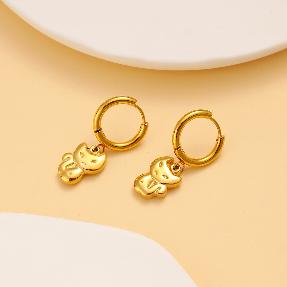 1 Pair Casual Vacation Cat 304 Stainless Steel 316 Stainless Steel  18K Gold Plated Drop Earrings display picture 8