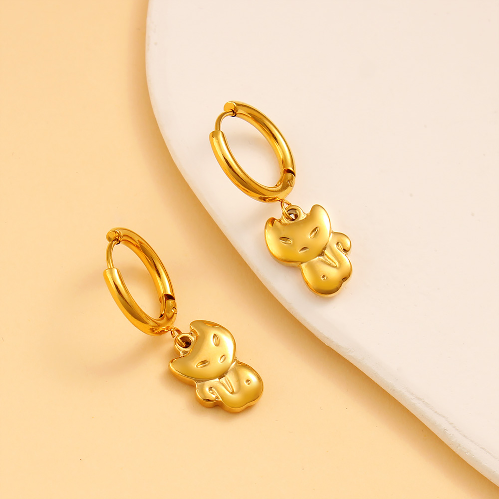 1 Pair Casual Vacation Cat 304 Stainless Steel 316 Stainless Steel  18K Gold Plated Drop Earrings display picture 11