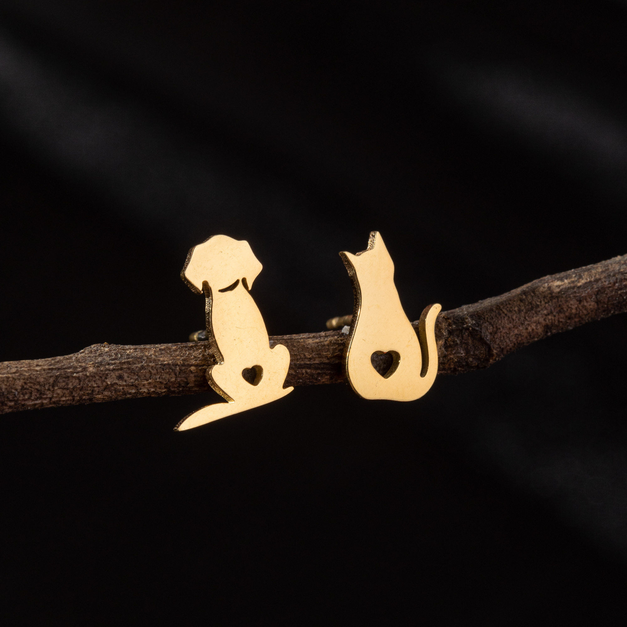 1 Pair Cute Simple Style Dog Polishing 304 Stainless Steel 18K Gold Plated Ear Studs display picture 4