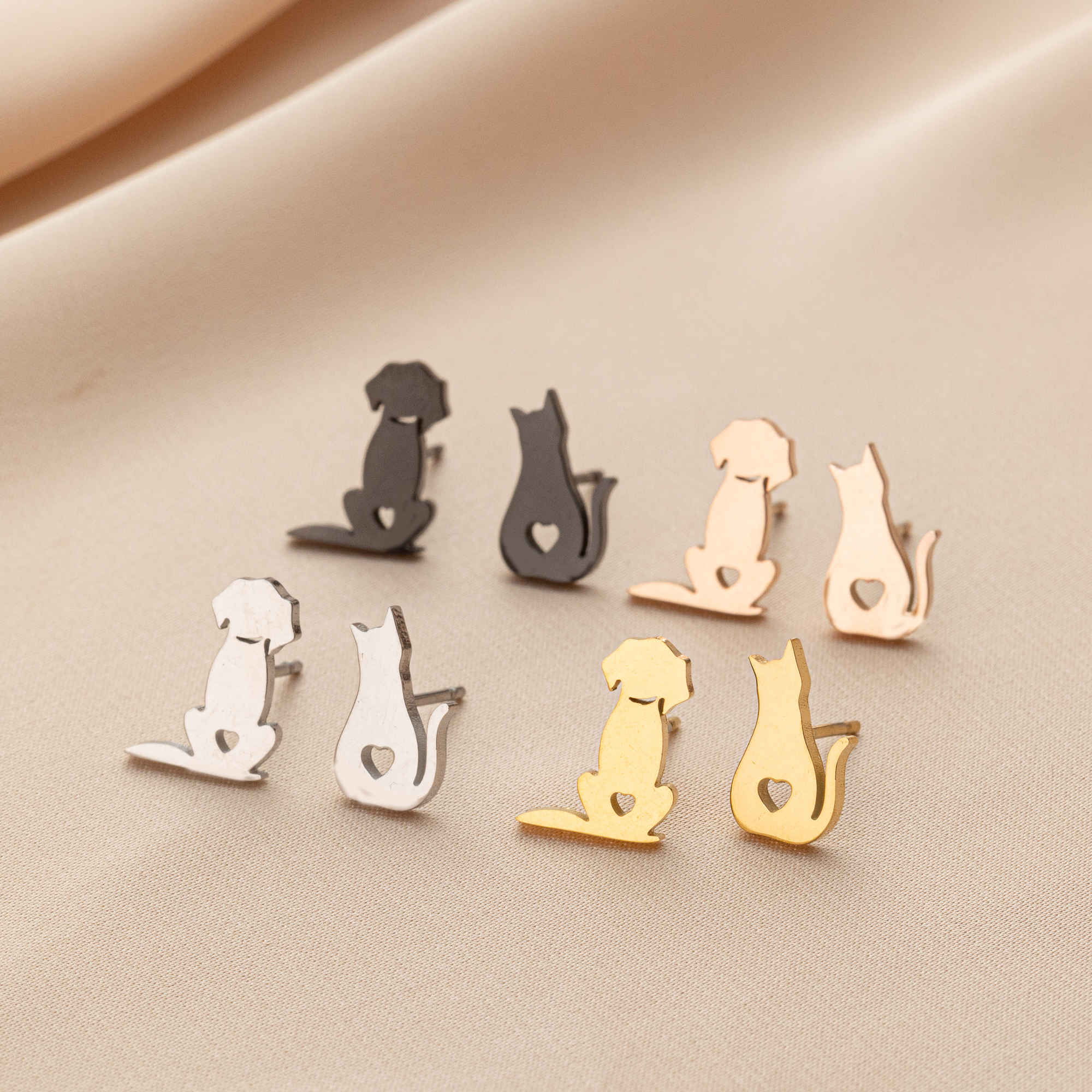 1 Pair Cute Simple Style Dog Polishing 304 Stainless Steel 18K Gold Plated Ear Studs display picture 5