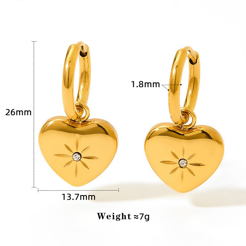 1 Pair Modern Style Artistic Eight Awn Star Heart Shape Plating 304 Stainless Steel 16K Gold Plated White Gold Plated Gold Plated Drop Earrings display picture 4