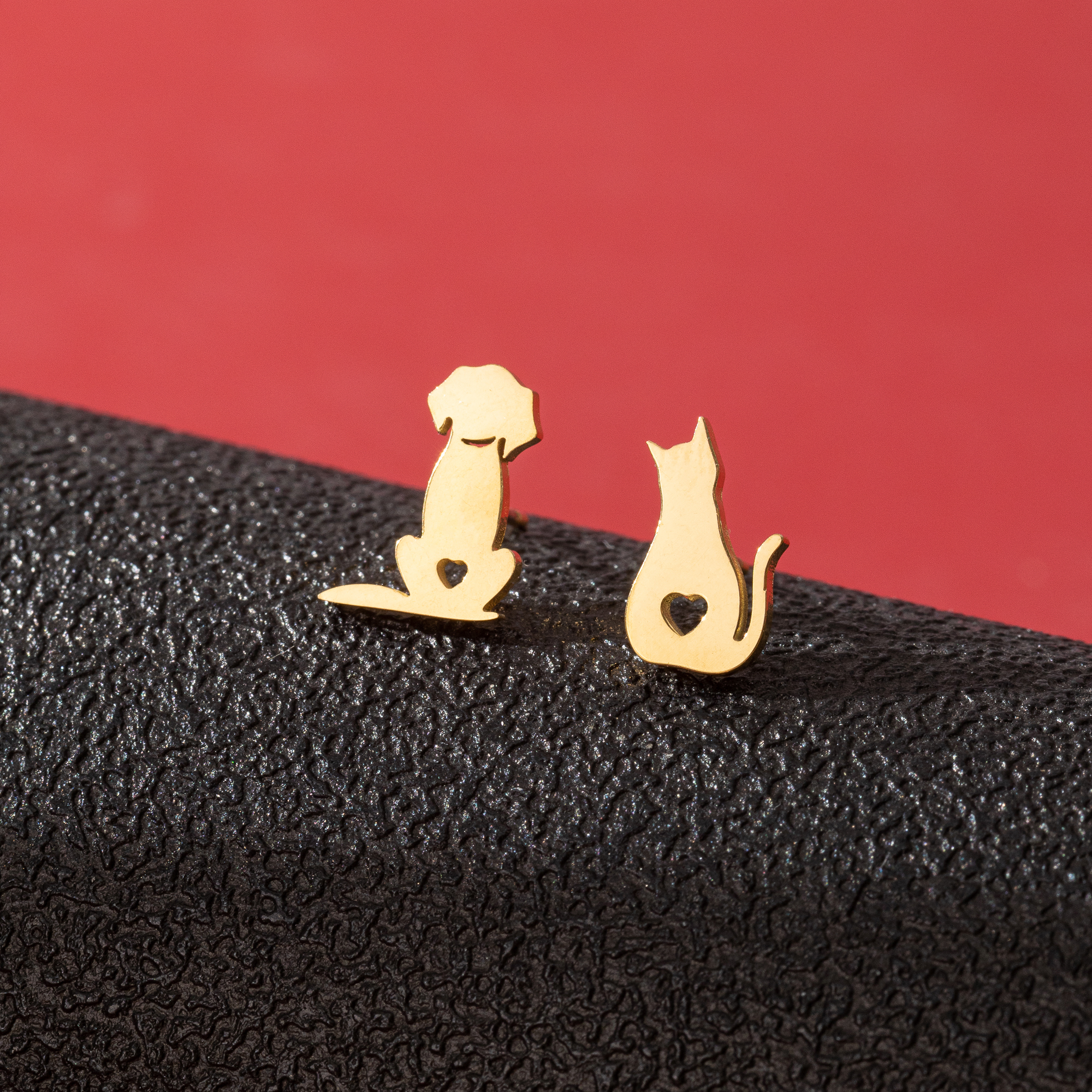 1 Pair Cute Simple Style Dog Polishing 304 Stainless Steel 18K Gold Plated Ear Studs display picture 8