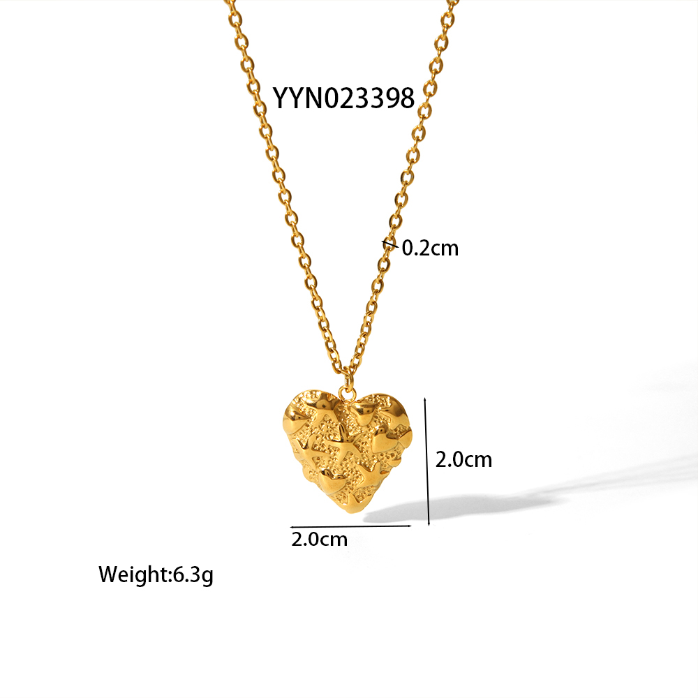 Wholesale Jewelry Simple Style Streetwear Heart Shape 304 Stainless Steel 18K Gold Plated Rings Earrings Necklace display picture 3