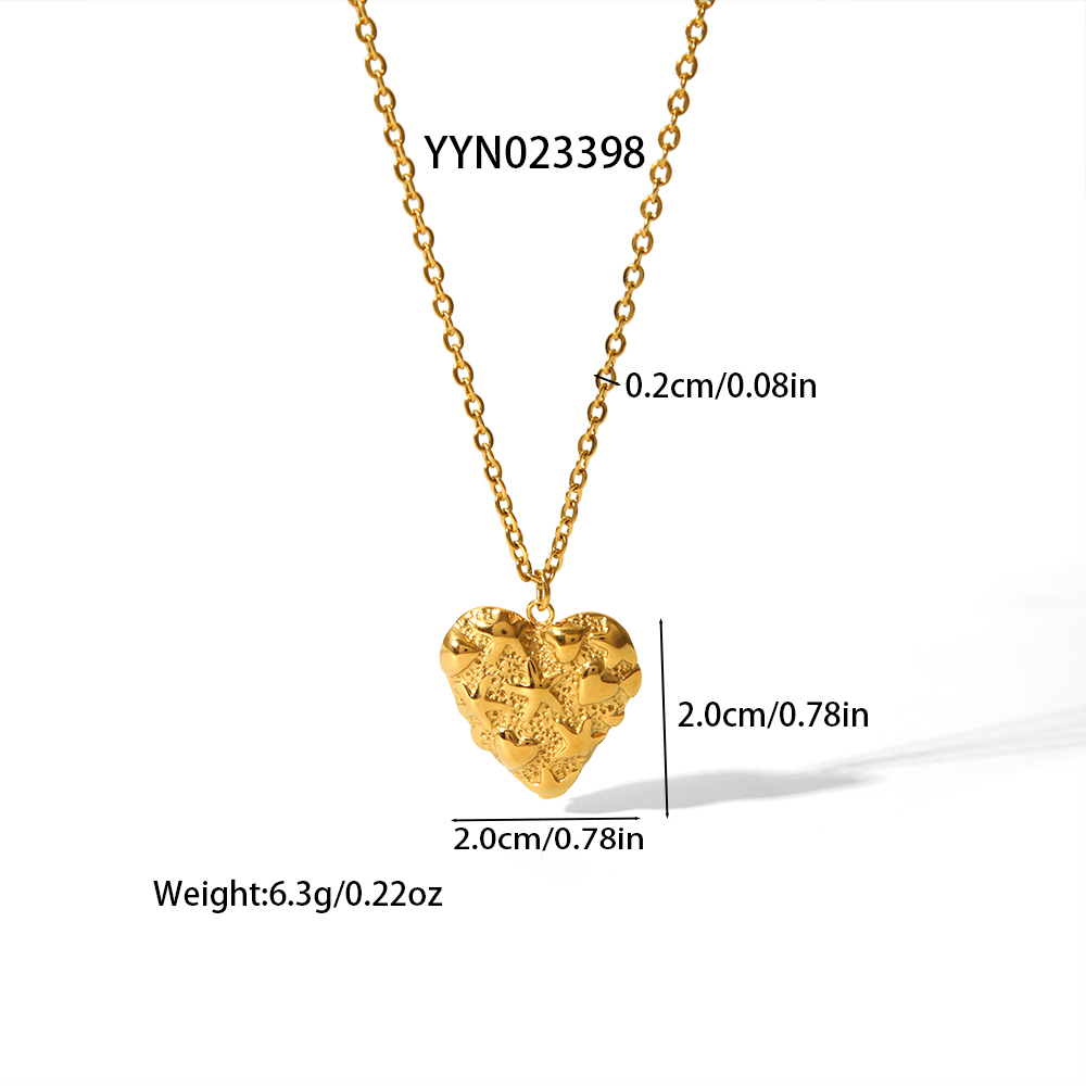 Wholesale Jewelry Simple Style Streetwear Heart Shape 304 Stainless Steel 18K Gold Plated Rings Earrings Necklace display picture 13