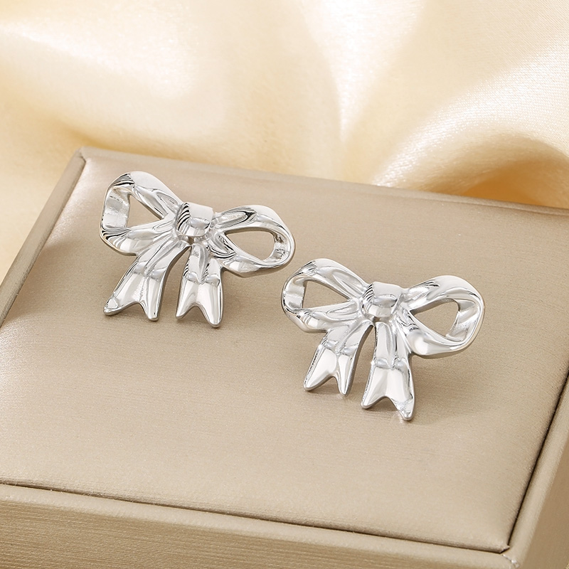 Wholesale Jewelry Basic Simple Style Classic Style Bow Knot 304 Stainless Steel 18K Gold Plated Earrings Necklace display picture 8