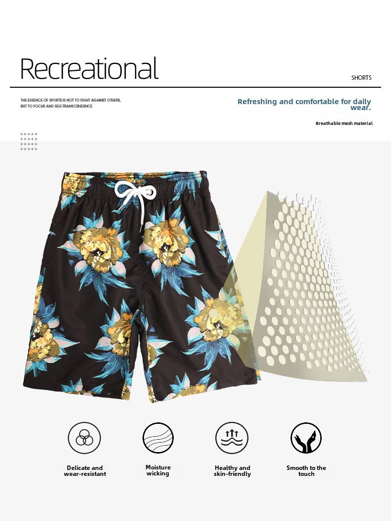 New Summer Beach Pants   Printed Beach Pants Men's Casual Shorts Loose Shorts D2207 display picture 4