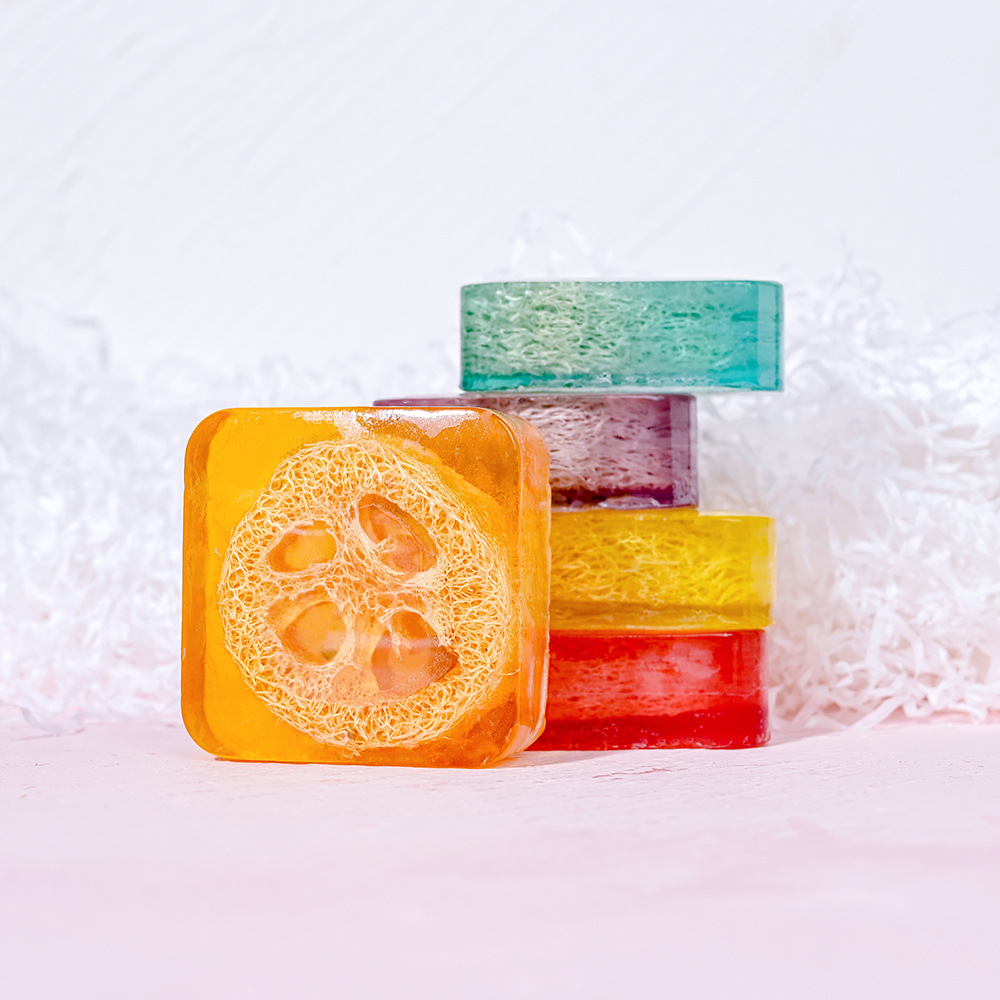 Lemon Loofah Soap 100g Handmade Essential Oil Soap Loofah Soap Rose Sea Salt Cleansing Bath Soap display picture 6