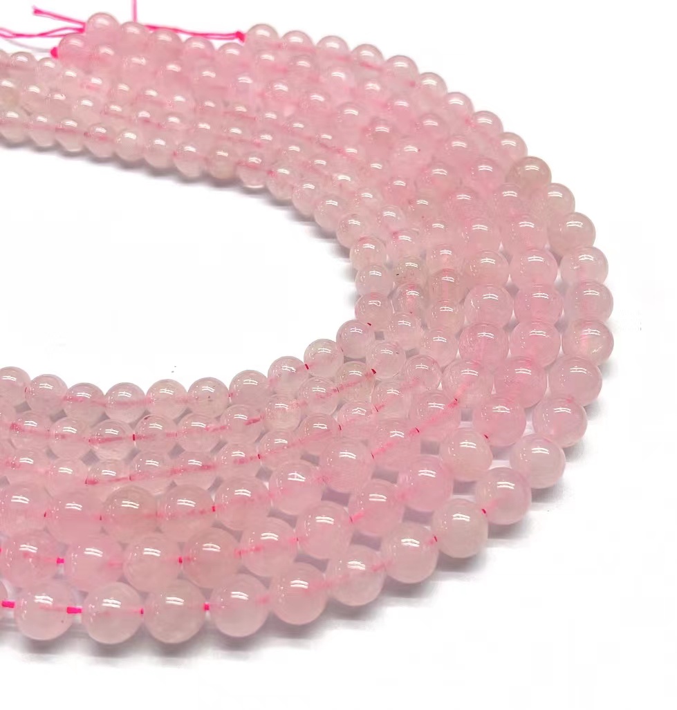 1 Piece Diameter 10mm Diameter 6 Mm Diameter 8mm Hole 1~1.9mm Beaded Natural Stone Rose Quartz Hibiscus Stone Round Polished Beads display picture 6