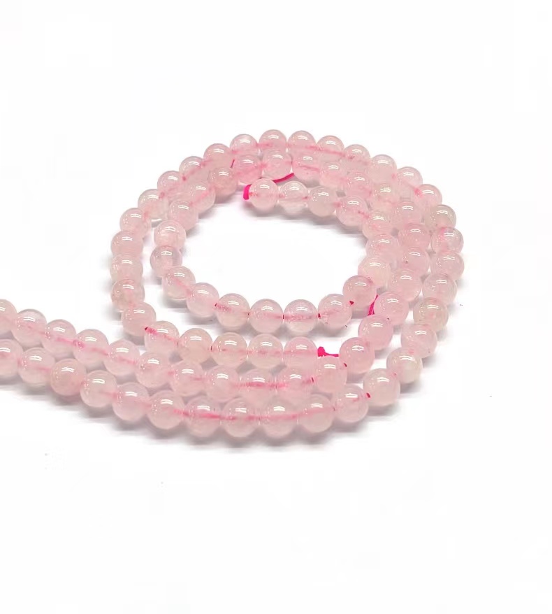 1 Piece Diameter 10mm Diameter 6 Mm Diameter 8mm Hole 1~1.9mm Beaded Natural Stone Rose Quartz Hibiscus Stone Round Polished Beads display picture 1