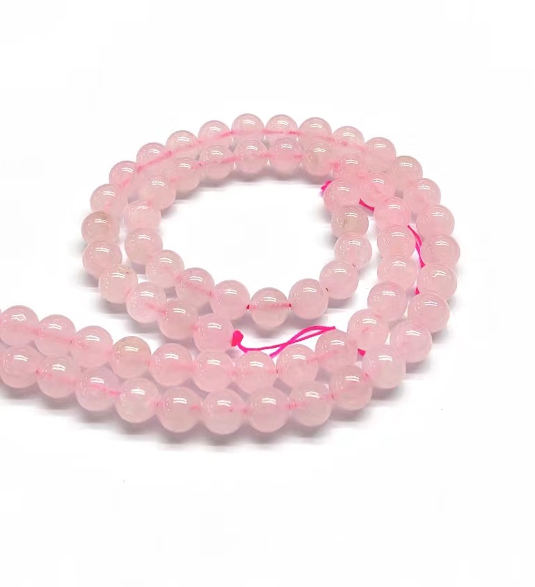 1 Piece Diameter 10mm Diameter 6 Mm Diameter 8mm Hole 1~1.9mm Beaded Natural Stone Rose Quartz Hibiscus Stone Round Polished Beads display picture 2