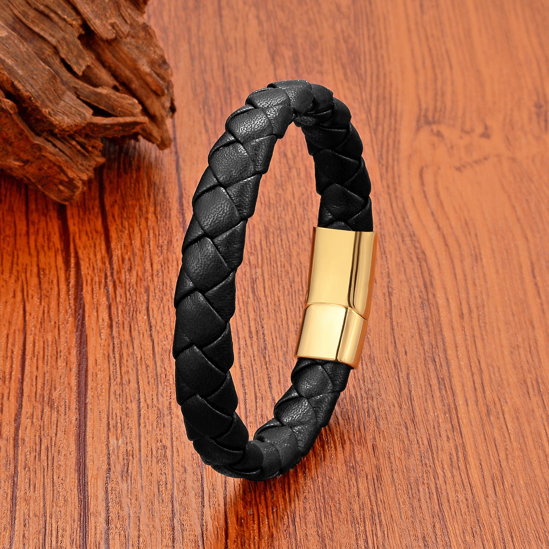 Simple Style Classic Style Geometric 316 Stainless Steel  Leather Rope Men's Bracelets display picture 4