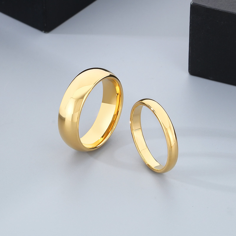 Casual Simple Style Streetwear Round Tungsten Steel 18K Gold Plated Couple Rings display picture 3