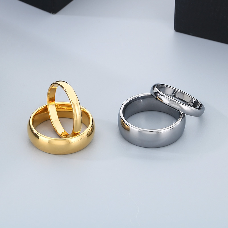 Casual Simple Style Streetwear Round Tungsten Steel 18K Gold Plated Couple Rings display picture 2