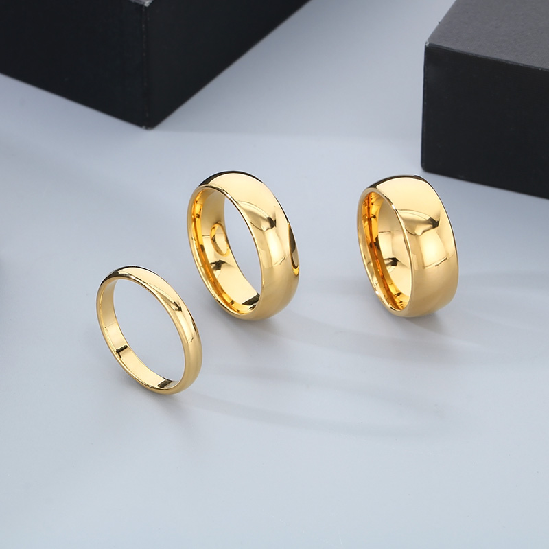 Casual Simple Style Streetwear Round Tungsten Steel 18K Gold Plated Couple Rings display picture 14