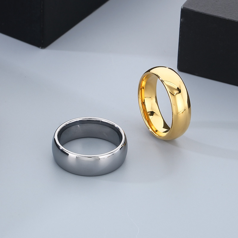 Casual Simple Style Streetwear Round Tungsten Steel 18K Gold Plated Couple Rings display picture 16