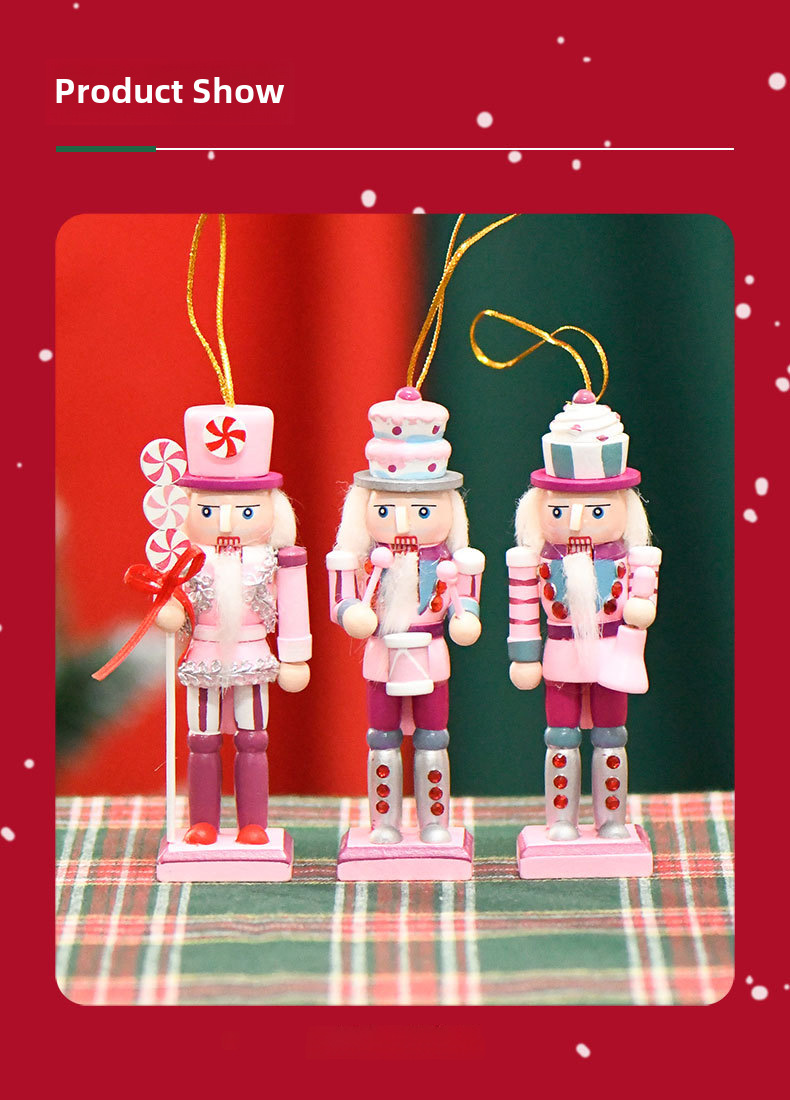 24 New 13cm Cake Candy Nutcracker Small Pendant Cartoon Doll Christmas Tree Crafts Christmas Festival display picture 1