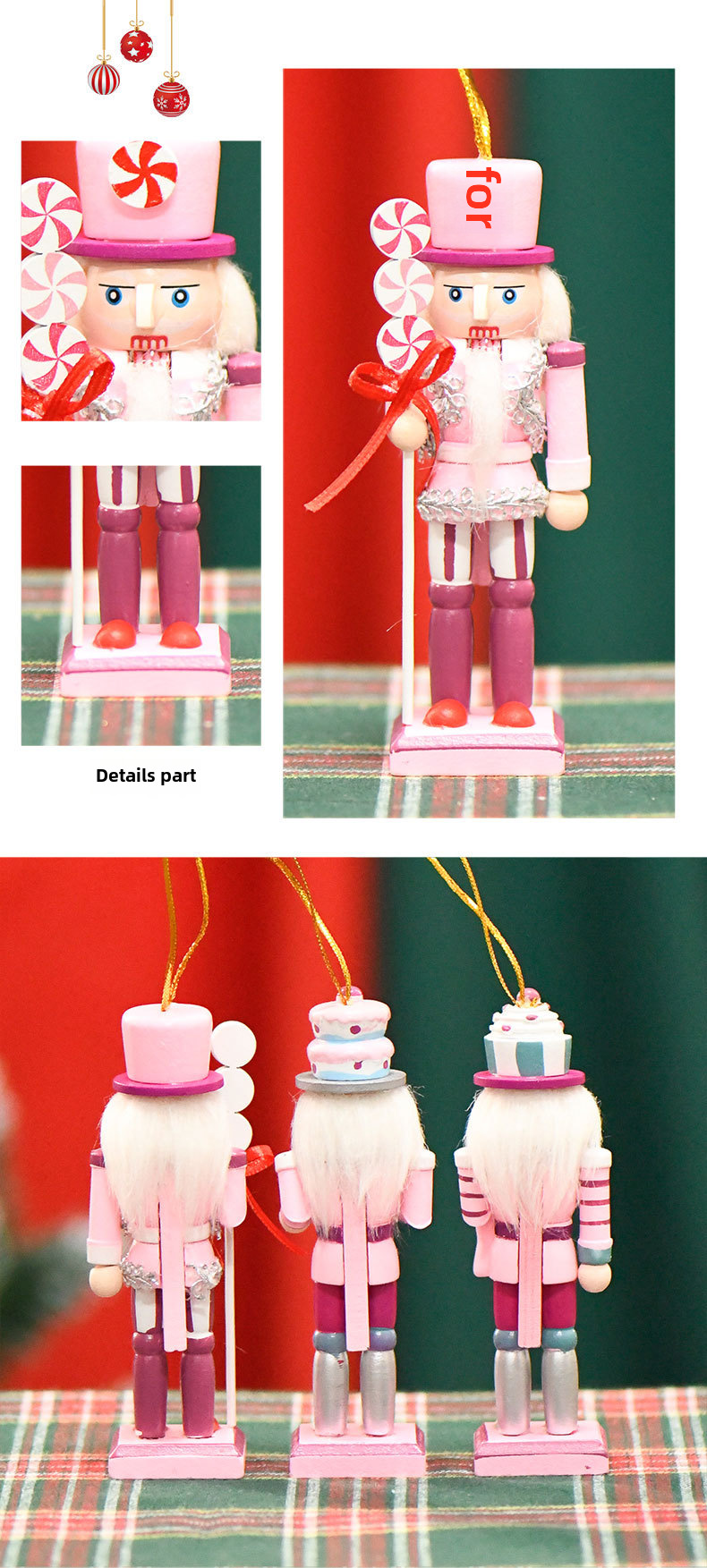 24 New 13cm Cake Candy Nutcracker Small Pendant Cartoon Doll Christmas Tree Crafts Christmas Festival display picture 3