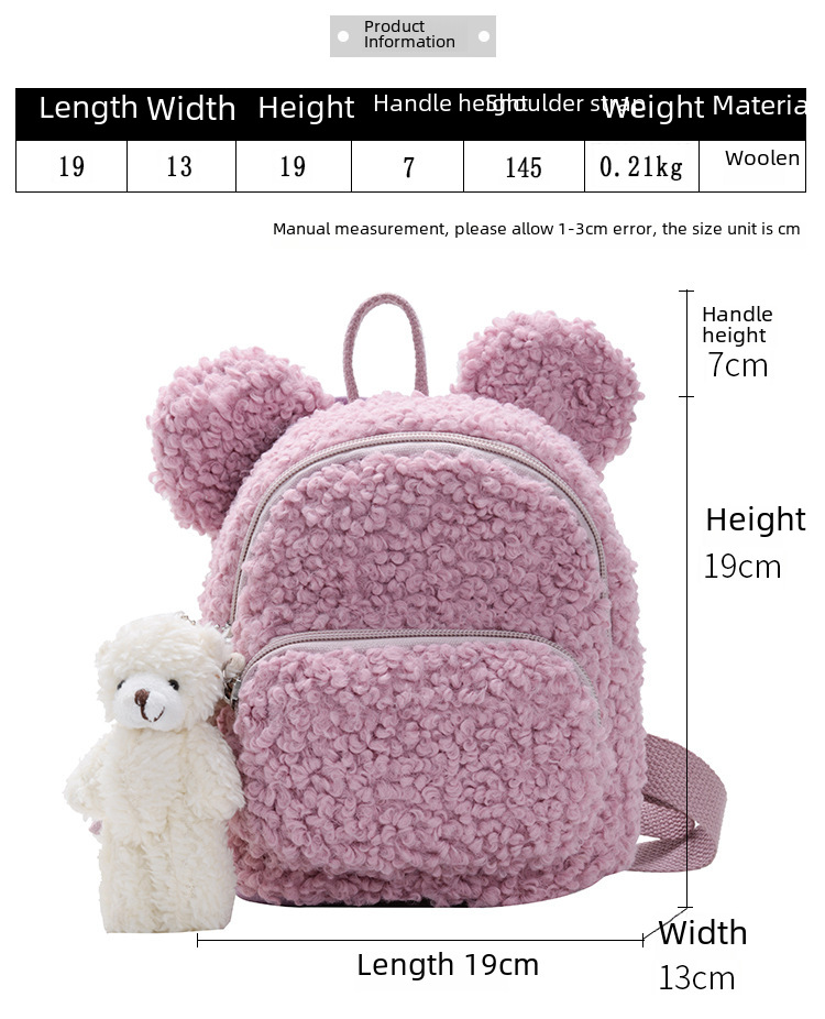 New Lamb Plush Children's Backpack Kindergarten Boys And Girls Student Schoolbag Baby Cartoon Small Backpack display picture 1