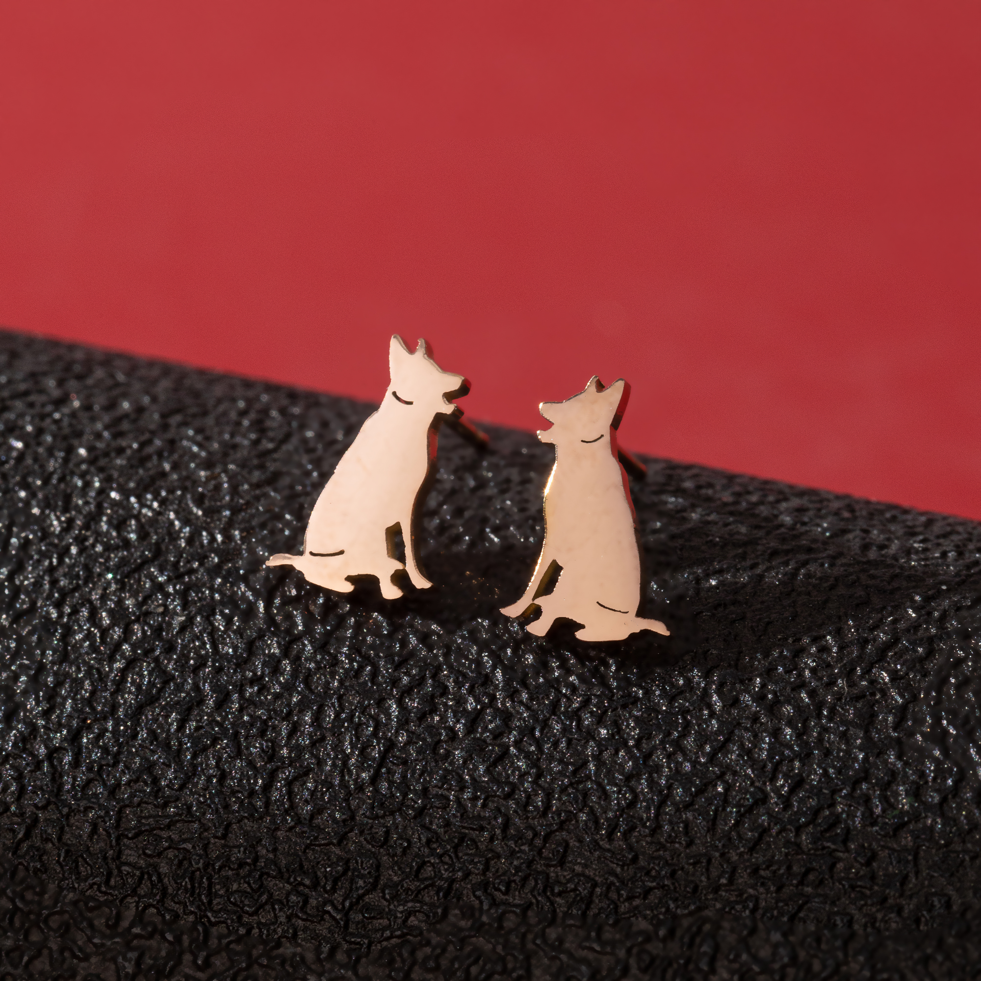 1 Pair Cute Simple Style Dog Polishing 304 Stainless Steel 18K Gold Plated Ear Studs display picture 6