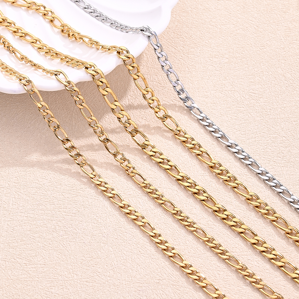 5 PCS/Package 304 Stainless Steel 18K Gold Plated Figaro Chain Polished Jewelry Accessories display picture 2