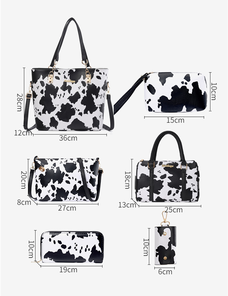 Women's Large Pu Leather Cow Pattern Streetwear Square Zipper Shoulder Bag Handbag Tote Bag display picture 1