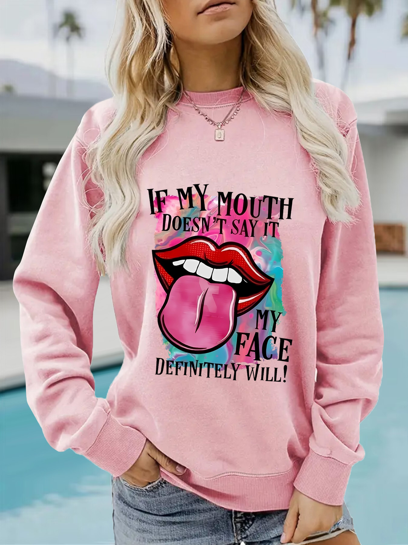 Hoodies & Sweatshirts Long Sleeve Printing Streetwear Mouth Letter display picture 3