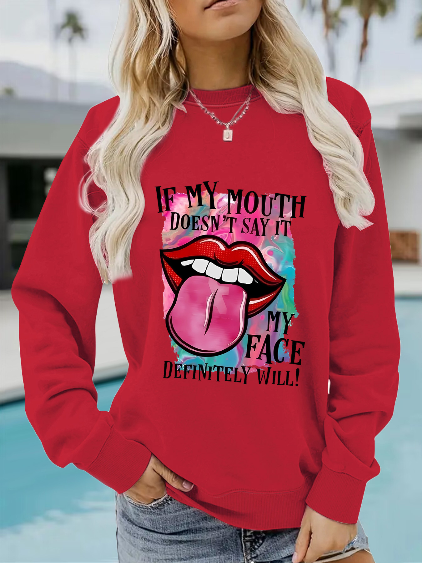 Hoodies & Sweatshirts Long Sleeve Printing Streetwear Mouth Letter display picture 4