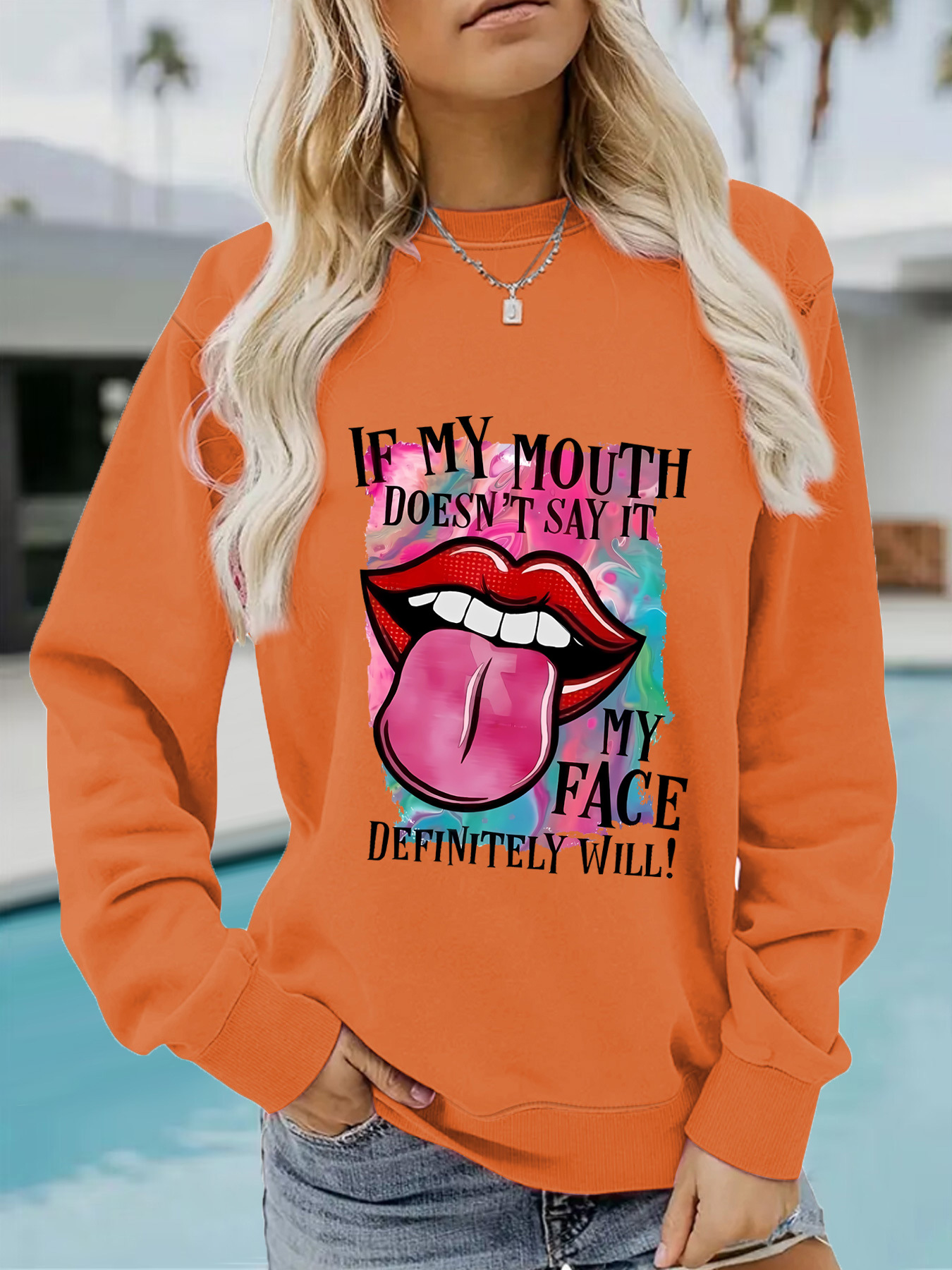 Hoodies & Sweatshirts Long Sleeve Printing Streetwear Mouth Letter display picture 6