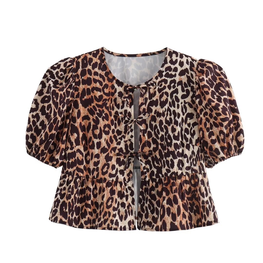 Women's Blouse Short Sleeve Blouses Printing Sexy Streetwear Leopard display picture 3