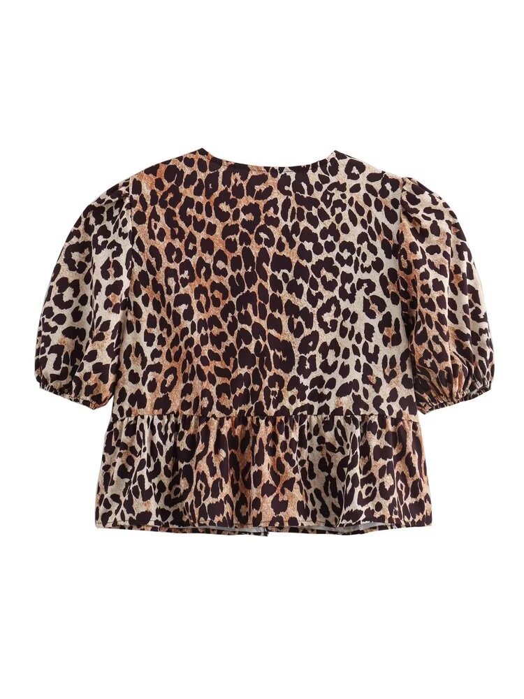 Women's Blouse Short Sleeve Blouses Printing Sexy Streetwear Leopard display picture 2