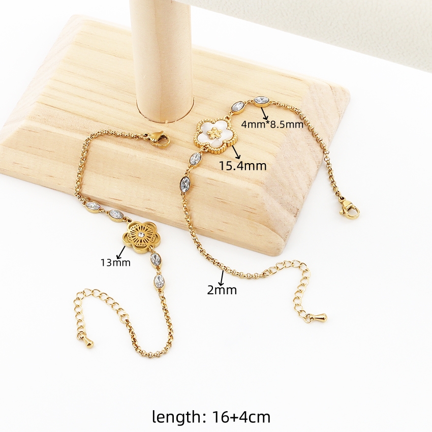 Basic Simple Style Flower 304 Stainless Steel Gold Plated Bracelets In Bulk display picture 3