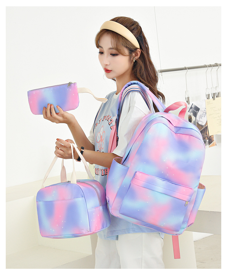 Large Capacity Fashion  Backpack Daily Casual Backpack College Style Three-piece Backpack Wholesale display picture 13