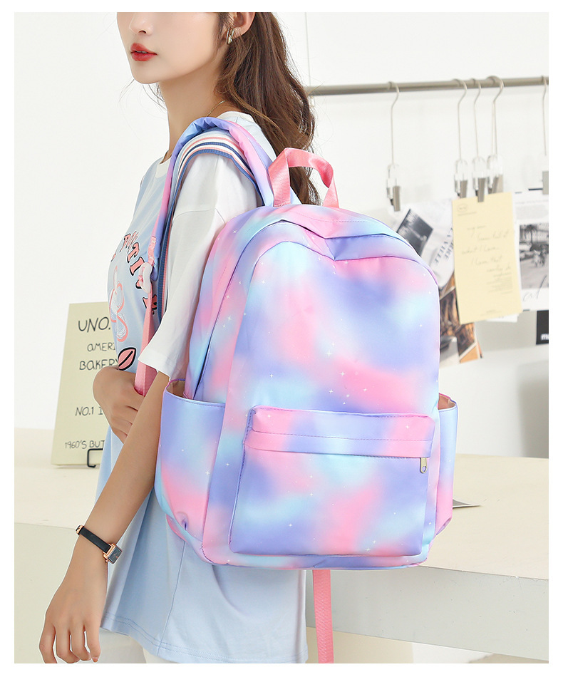 Large Capacity Fashion  Backpack Daily Casual Backpack College Style Three-piece Backpack Wholesale display picture 17