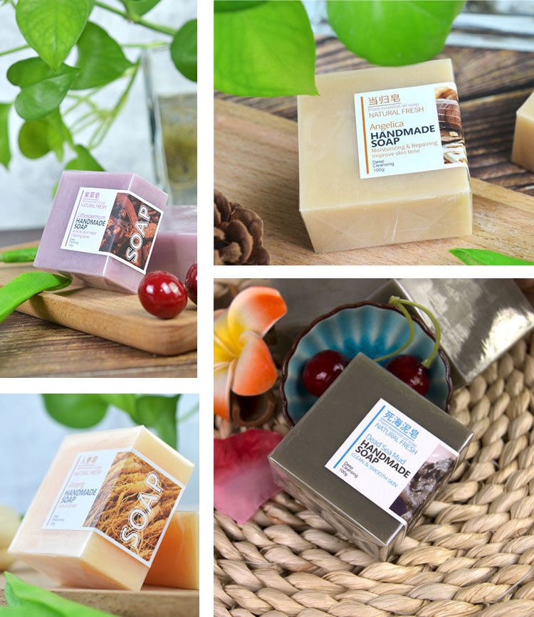 Handmade Essential Oil Soap Sea Salt Soap Cleansing Bath Soap Sandalwood Lemon Soap Goat Milk Wholesale Spot Small Batch display picture 7