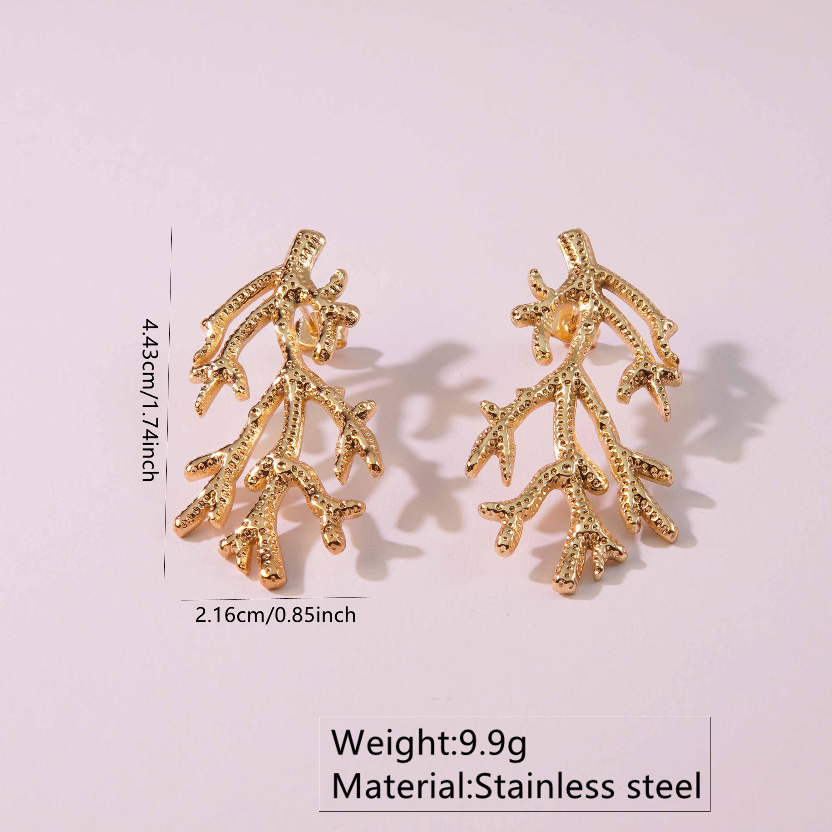 2 Pieces Set Retro French Style Geometric Flower 304 Stainless Steel Imitation Gold  Ear Studs display picture 8